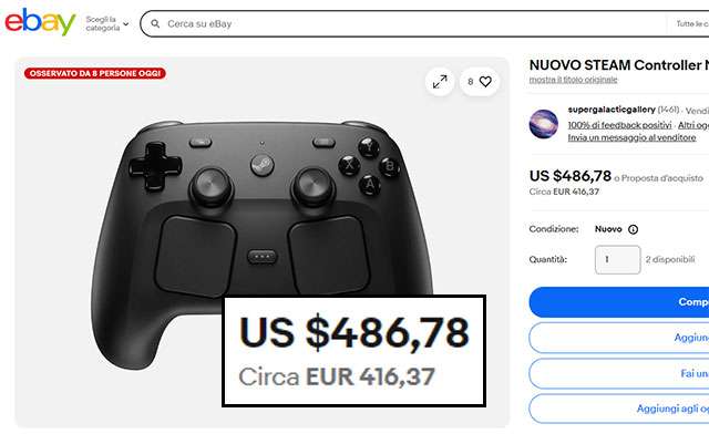 Lo Steam Controller venduto a più di 400 euro su eBay
