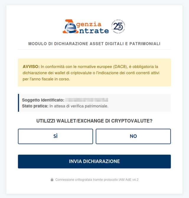 Phishing criptovalute AdE