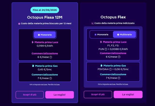 Tariffe Octopus 24 giugno
