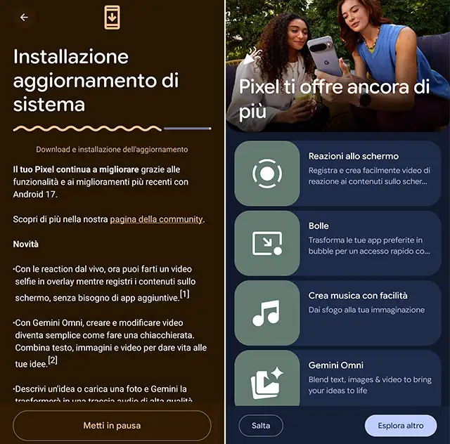 Abbiamo ricevuto l'aggiornamento ad Android 17 su uno smartphone Google Pixel