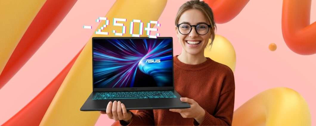 ASUS V16 con GeForce RTX 5060, Intel Core 7 240H, 16GB RAM e 1TB SSD (-250€)