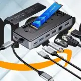 Docking Station 8 in 1 con alloggiamento per SSD M.2 NVMe/SATA (42€)