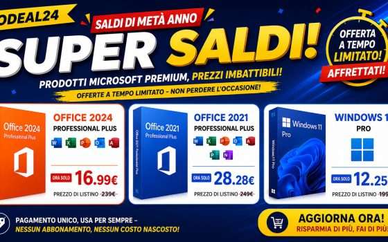 Super saldi software di metà anno: Office 2024 Pro a 16,99 € e Windows 11 Pro a 12,25 €