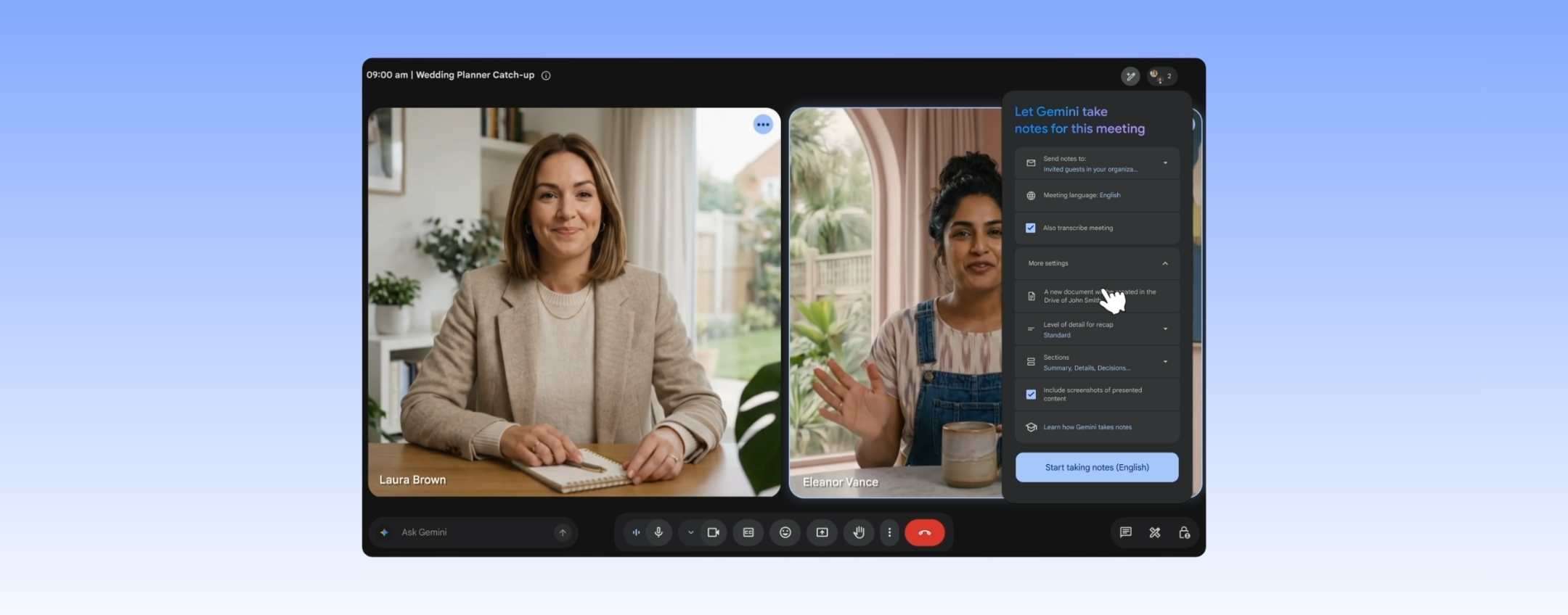 Google Meet prende appunti con Gemini