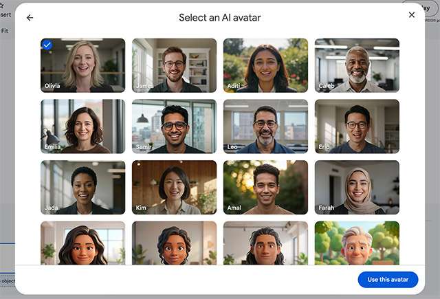 Gli avatar di Google Vids