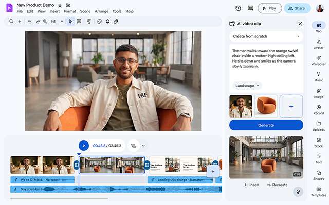 La creazione dei filmati con gli avatar di Google Vids