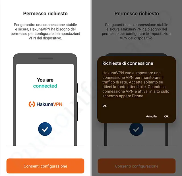 Installazione e primo avvio per l'app di HakunaVPN