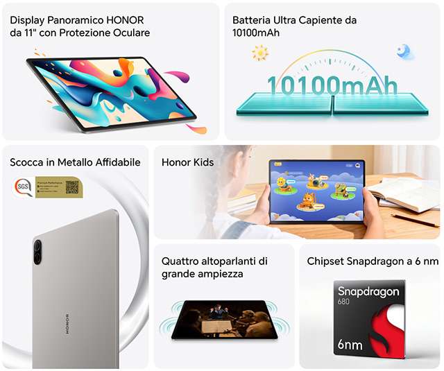 Le caratteristiche del tablet HONOR Pad X8b