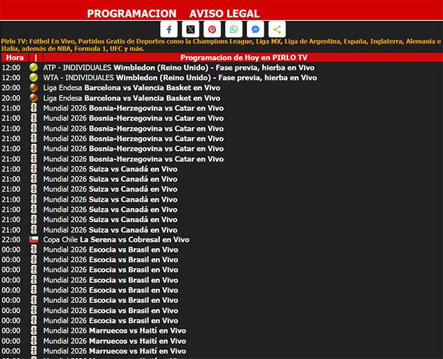Un sito del network PirloTV ancora funzionante