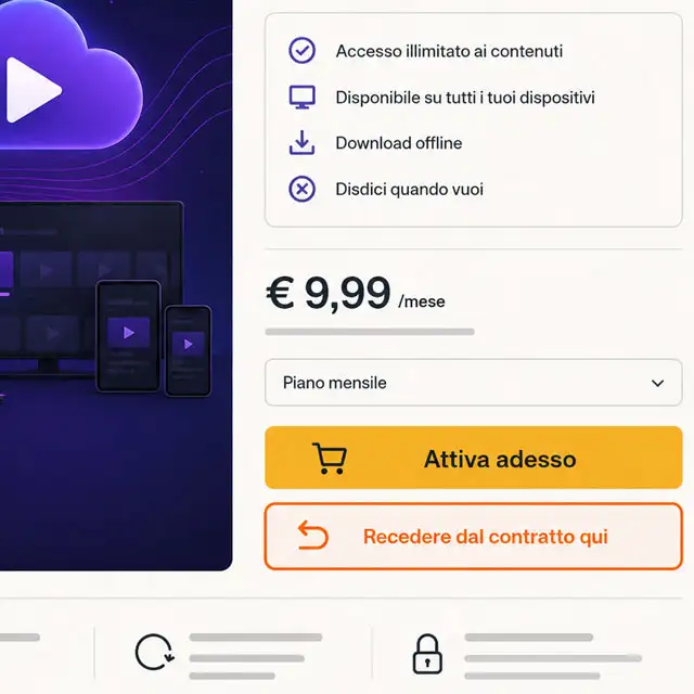 Un esempio di pulsante di recesso su un e-commerce