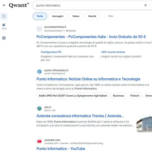 L'interfaccia desktop del motore di ricerca Qwant