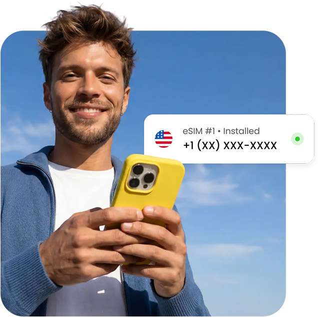Il numero di telefono +1 (USA) associato alla eSIM di Saily