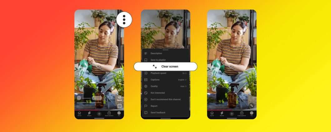 Short di YouTube copia TikTok con schermo pulito e velocità 2x