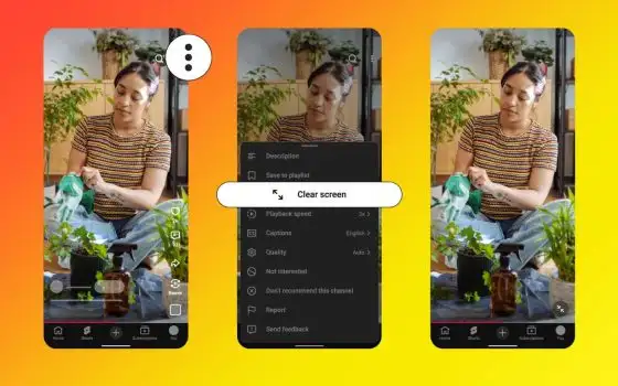 Short di YouTube copia TikTok con schermo pulito e velocità 2x