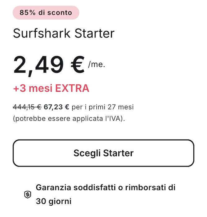 surfshark vpn offerta
