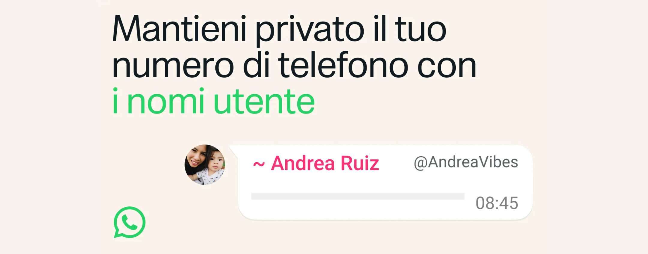 Username invece del numero di telefono su WhatsApp
