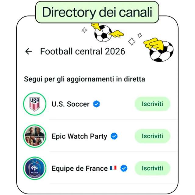 Le directory dei canali per i Mondiali di calcio arrivano su WhatsApp