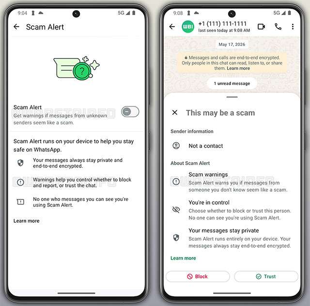 La funzionalità Scam Alert di WhatsApp