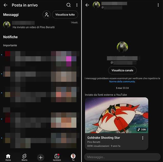 Come funzionano i messaggi su YouTube
