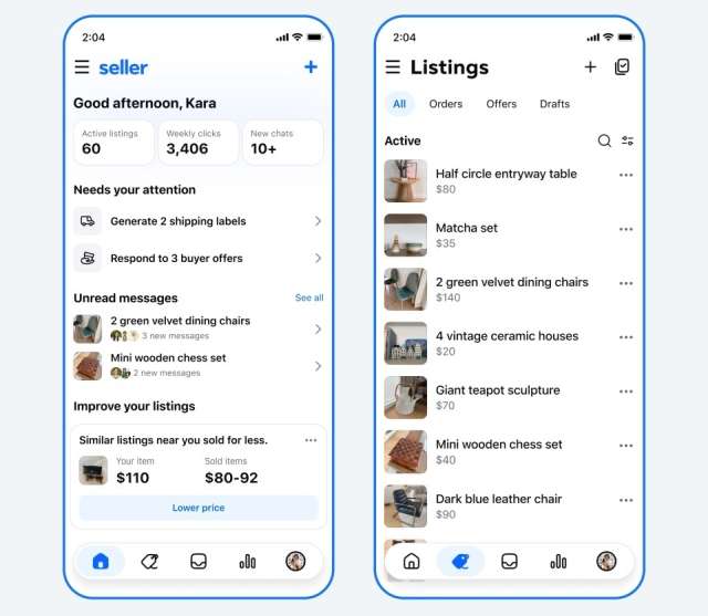 Seller app Facebook Marketplace