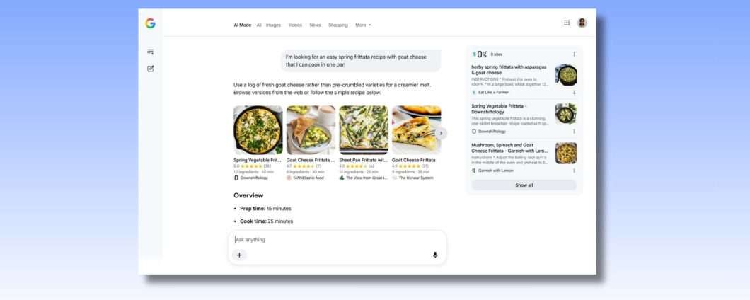 Google rende le ricette su AI Mode più visibili per i food blogger