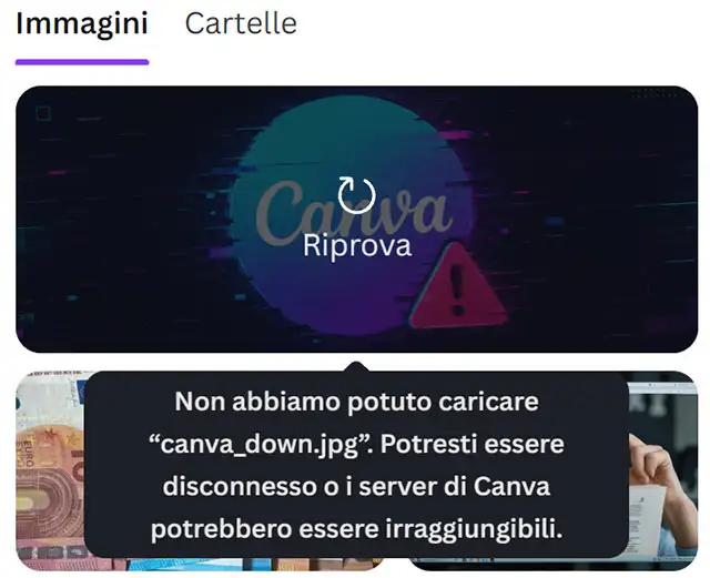 Problemi con l'upload delle immagini su Canva