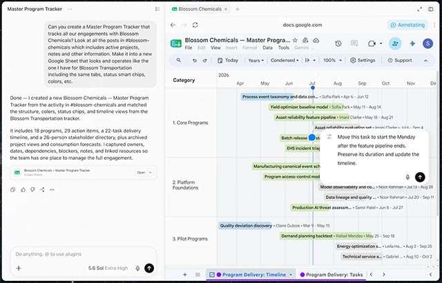 ChatGPT durante la modifica dei documenti su desktop