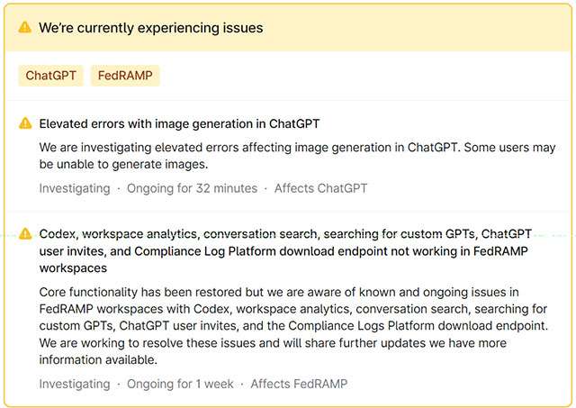OpenAI conferma i problemi con ChatGPT e Codex