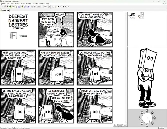 Uno screenshot per Comic Chat di Microsoft