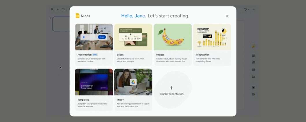 Google Slides crea intere presentazioni con Gemini