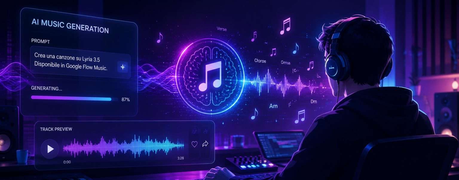 Anteprima: Google Lyria 3.5 crea canzoni con l’AI, sfida a Suno e Udio
