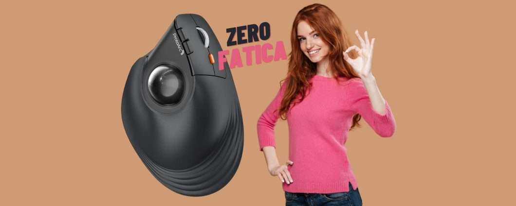 Mouse wireless verticale con Trackball per azzerare la fatica al computer