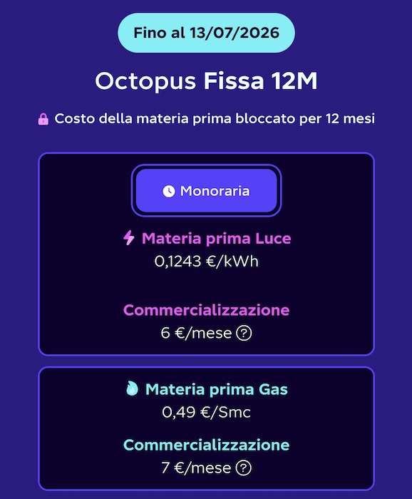 octopus fissa 12m tariffe fino al 13 luglio