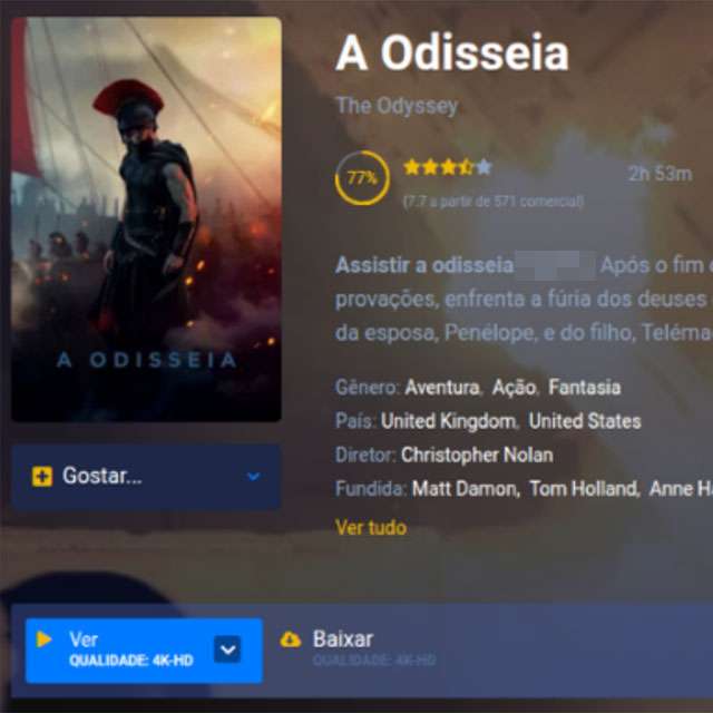Il sito fraudolento che promette lo streaming gratis di Odissea