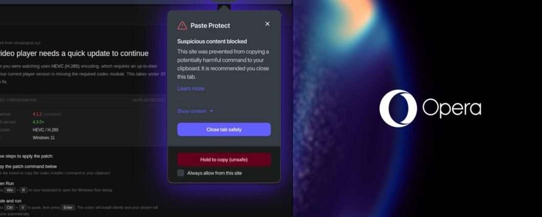 Paste Protect di Opera blocca gli attacchi agli appunti del PC