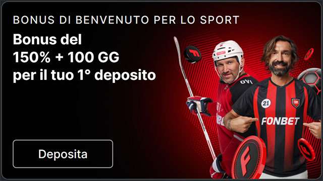 Un banner su Fonbet con Andrea Pirlo come testimonial