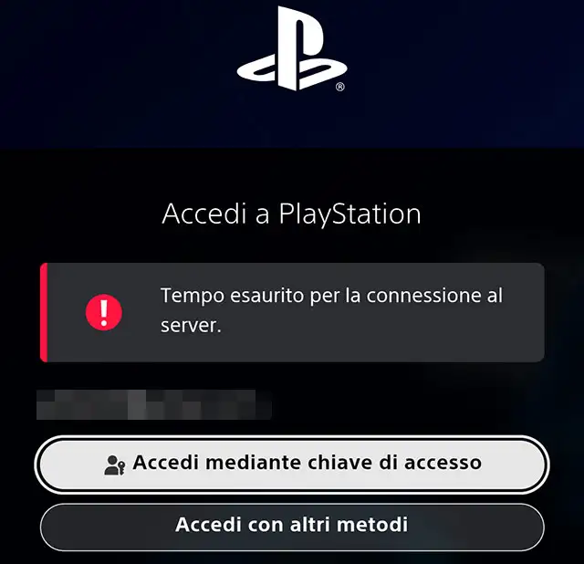 L'errore di PS App in fase di login