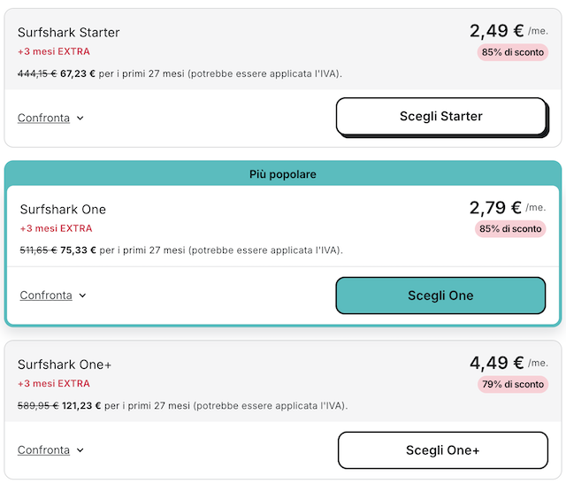 surfshark prezzi offerta