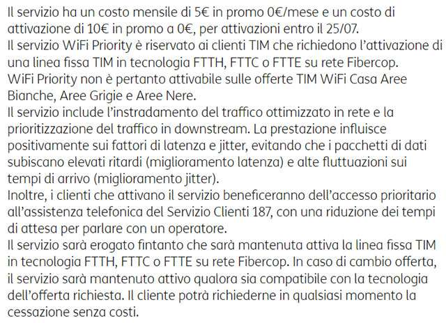 TIM Priority: le condizioni di WiFi Priority