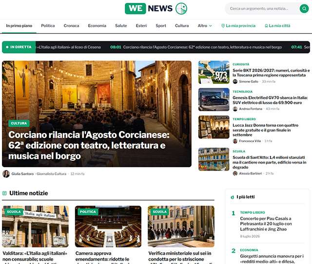 La homepage di We News