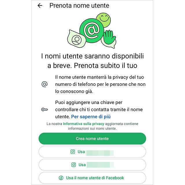 Come prenotare il nome utente su WhatsApp, la guida