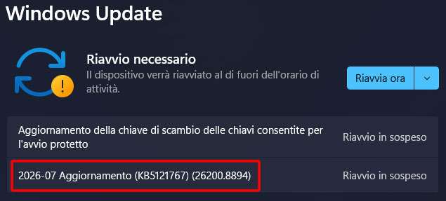 L'aggiornamento KB5121767 per Windows 11 25H2 e 24H2