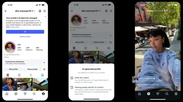Influencer AI nuova etichetta Instagram