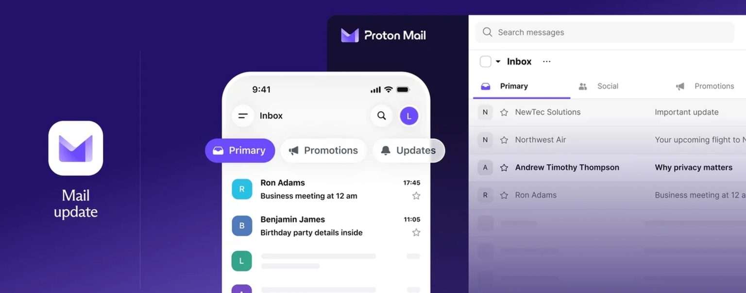 Anteprima: Proton Mail organizza i messaggi in categorie