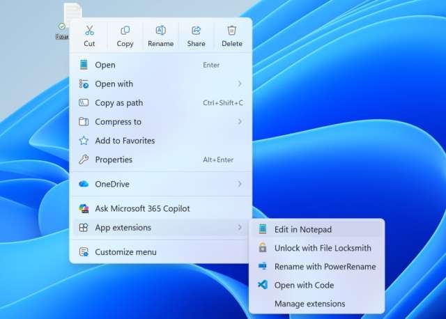 Windows 11 menu contestuale