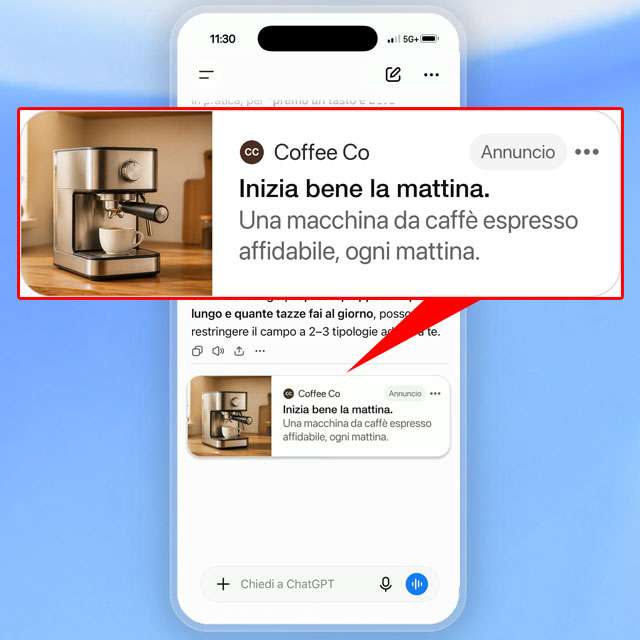 Le pubblicità su ChatGPT, anche in Italia