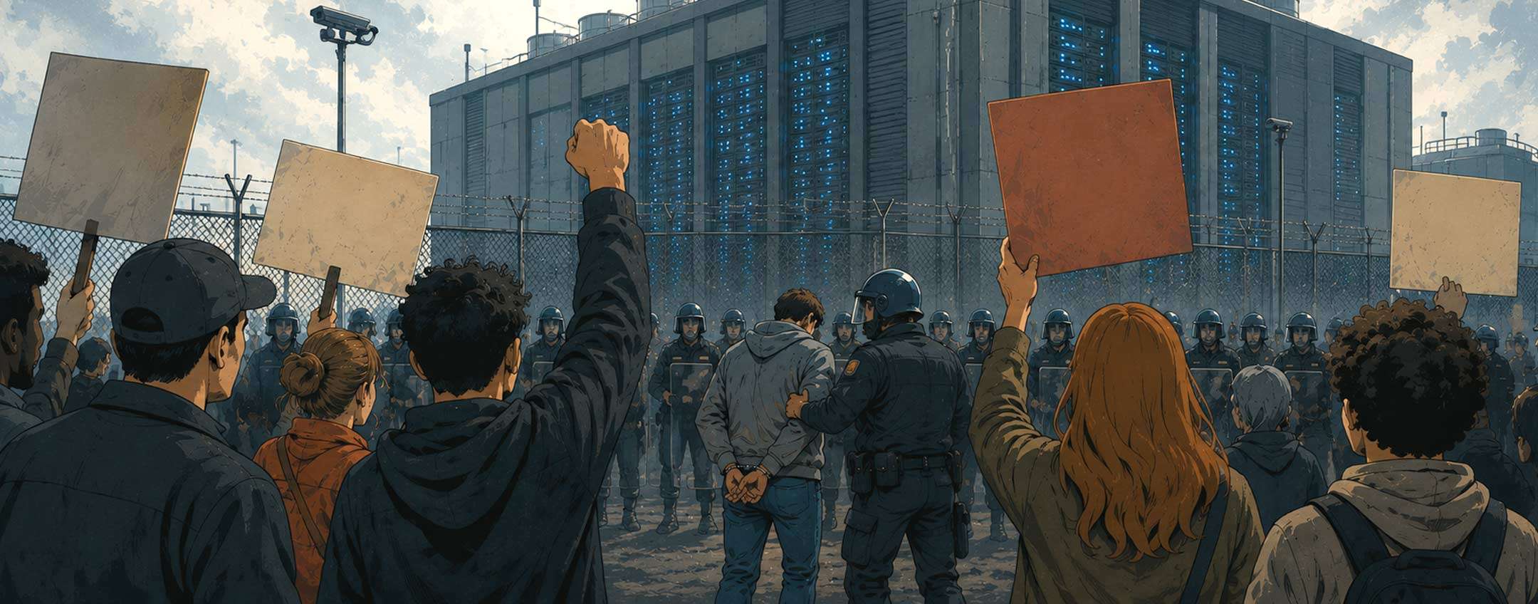 Data center, proteste e arresti