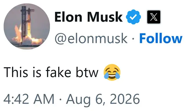 Elon Musk conferma che si tratta di un video fake