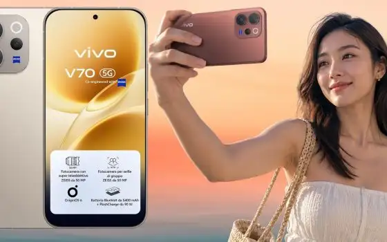 Foto spettacolari con ritocco AI e batteria gigante: VIVO V70 5G da 256GB