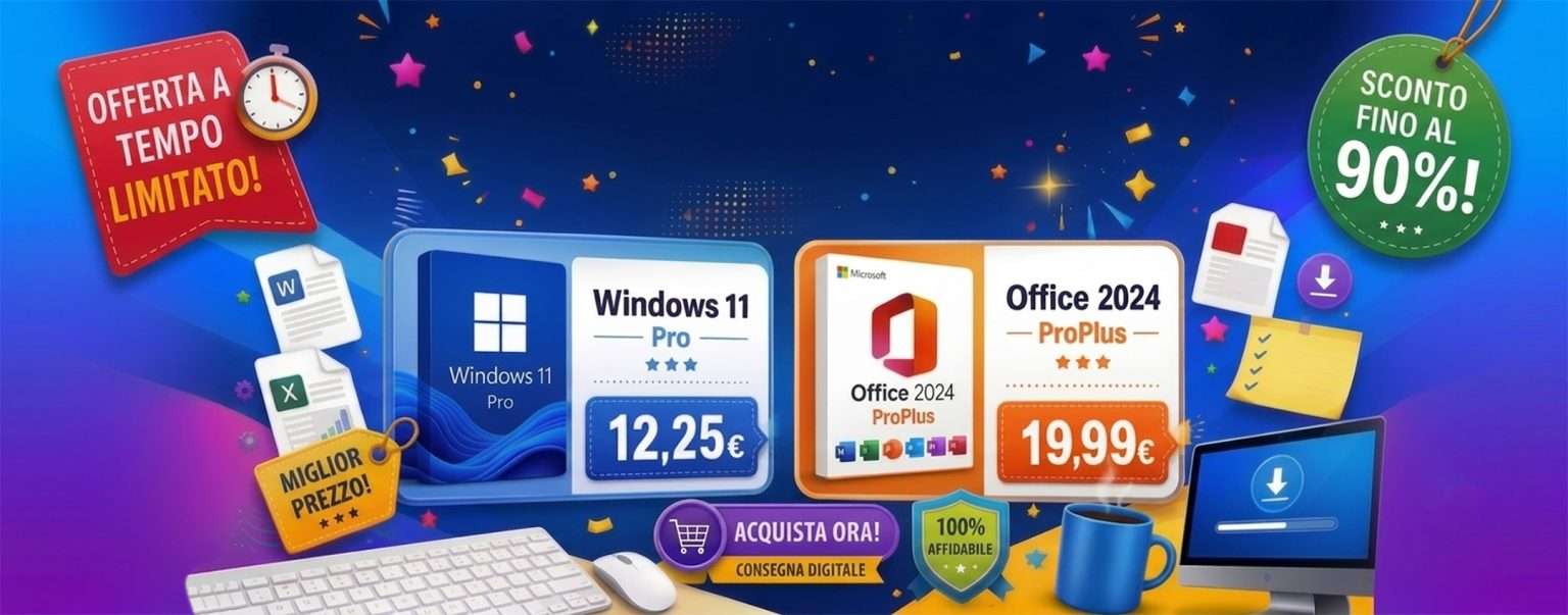 Anteprima: Software Crazy Sale: Office 2024 Pro a 19,99 € e Windows 11 Pro a 12,25 €